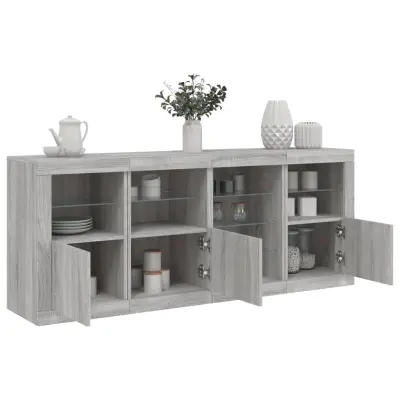 The Living Store Komoda z LED lučkami siva sonoma 164x37x67 cm - Komoda