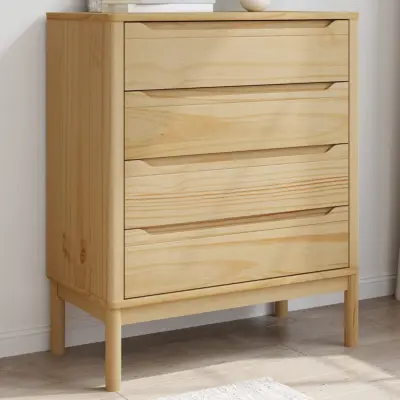 The Living Store Predalnik FLORO 77x35x73 cm voščeno rjava trdna borovina - Predalnik