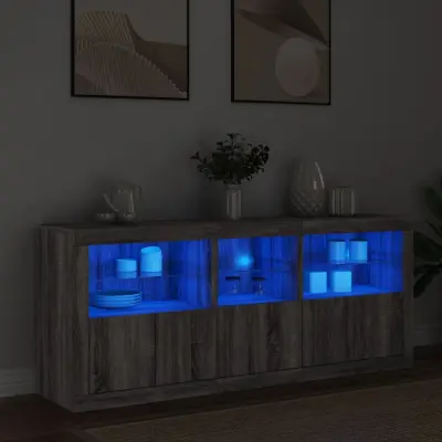 The Living Store Komoda z LED lučkami siva sonoma 162x37x67 cm - Komoda