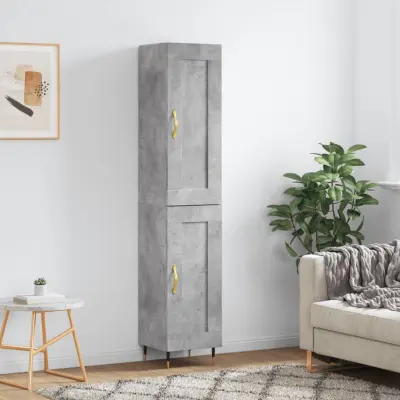 The Living Store Visoka omara betonsko siva 34,5x34x180 cm inženirski les - Visoka Omara