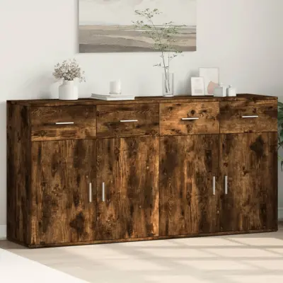 The Living Store Komoda 2 kosa dimljeni hrast 79x38x80 cm inženirski les - Komoda