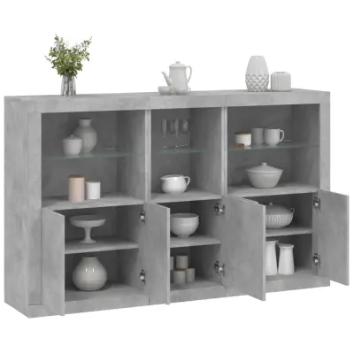 The Living Store Komoda z LED lučkami betonsko siva 162x37x100 cm - Komoda