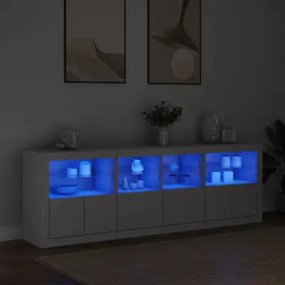 The Living Store Komoda z LED diodami bela 202x37x67 cm - Komoda