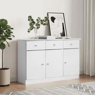 The Living Store Komoda ALTA bela 112x35x73 cm trdna borovina - Komoda