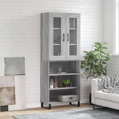 The Living Store Visoka komoda siva sonoma 69,5x34x180 cm inženirski les - Visoka Omarica