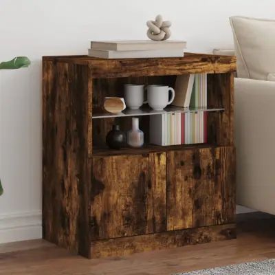 The Living Store Komoda z LED lučkami dimljen hrast 60x37x67 cm - Komoda