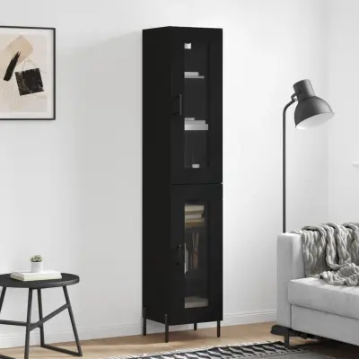 The Living Store Visoka omara črna 34,5x34x180 cm inženirski les - Visoka Omarica