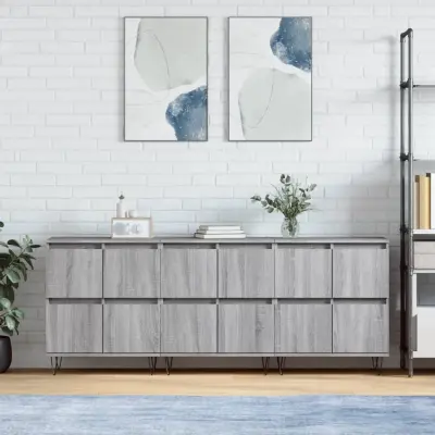 The Living Store Komoda 3 kosi siva sonoma inženirski les - Komoda