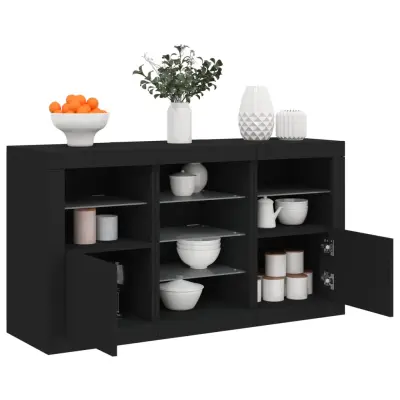 The Living Store Komoda z LED lučkami črna 123x37x67 cm - Komoda