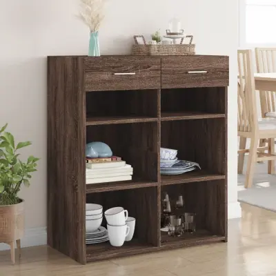 The Living Store Komoda rjav hrast 80x42,5x93 cm inženirski les - Komoda