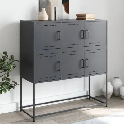 The Living Store Komoda antracitna 100,5x39x107 cm hladno valjano jeklo - Komoda