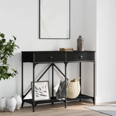 The Living Store Konzolna mizica črna 100x39x78,5 cm inženirski les - Konzolna Mizica