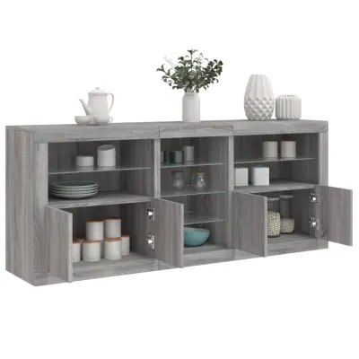 The Living Store Komoda z LED lučkami siva sonoma 162x37x67 cm - Komoda