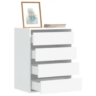 The Living Store Kotni predalnik bel 60x41x76 cm inženirski les - Predalnik