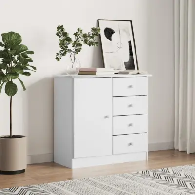 The Living Store Komoda ALTA bela 77x35x73 cm trdna borovina - Komoda