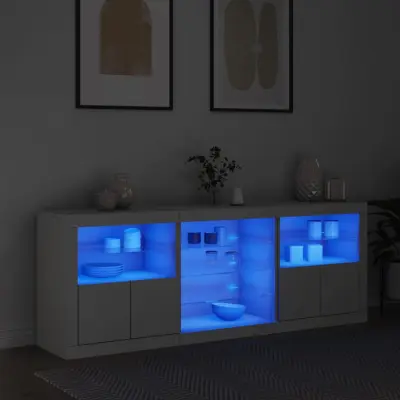The Living Store Komoda z LED diodami bela 181,5x37x67 cm - Komoda