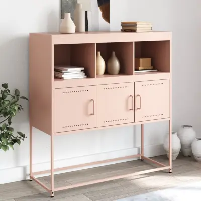The Living Store Komoda roza 100,5x39x107 cm hladno valjano jeklo - Komoda