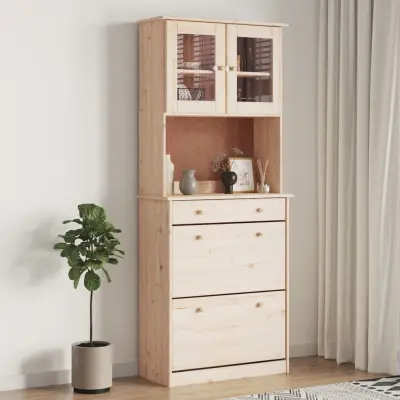 The Living Store Komoda ALTA 77x35x188 cm trdna borovina - Visoka Omara