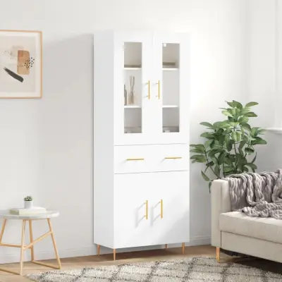 The Living Store Visoka omara bela 69,5x34x180 cm inženirski les - Visoka Omara