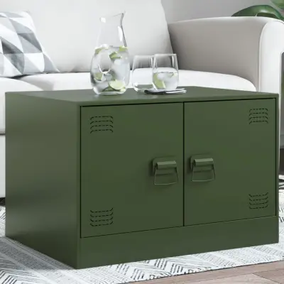 The Living Store Klubska mizica olivno zelena 67x50x44 cm jeklo - Klubska Mizica