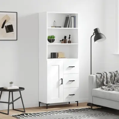 The Living Store Visoka omara bela 69,5x34x180 cm inženirski les - Visoka Omarica