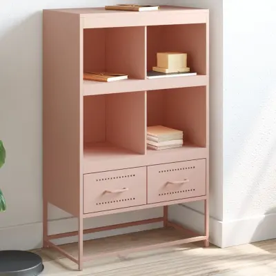 The Living Store Visoka omara roza 68,5x39x111,5 cm hladno valjano jeklo - Komoda