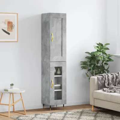 The Living Store Visoka omara betonsko siva 34,5x34x180 cm inženirski les - Visoka Omara