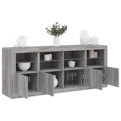The Living Store Komoda z LED lučkami siva sonoma 163x37x67 cm - Komoda