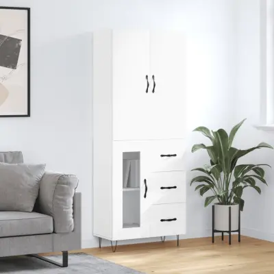 The Living Store Visoka omara bela 69,5x34x180 cm inženirski les - Visoka Omara