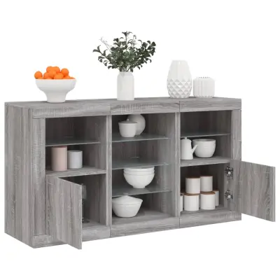 The Living Store Komoda z LED lučkami siva sonoma 123x37x67 cm - Komoda