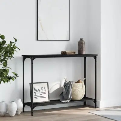 The Living Store Konzolna mizica črna 101x30,5x75 cm inženirski les - Konzolna Mizica