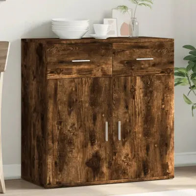 The Living Store Komoda dimljeni hrast 79x38x80 cm inženirski les - Komoda