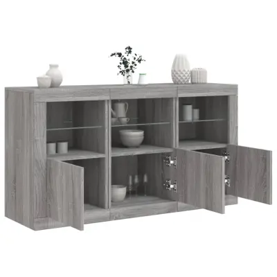 The Living Store Komoda z LED lučkami siva sonoma 123x37x67 cm - Komoda