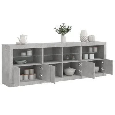 The Living Store Komoda z LED lučkami betonsko siva 202x37x67 cm - Komoda