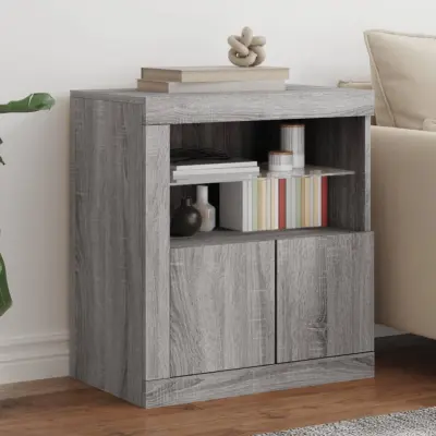 The Living Store Komoda z LED lučkami siva sonoma 60,5x37x67 cm - Komoda