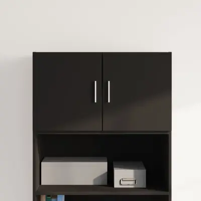 The Living Store Stenska omarica črna 70x42,5x40 cm inženirski les - Stenska Omarica
