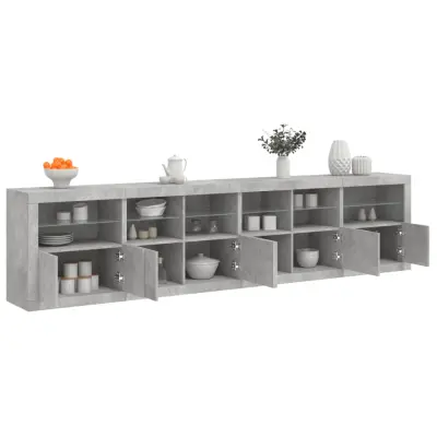 The Living Store Komoda z LED lučkami betonsko siva 283x37x67 cm - Komoda