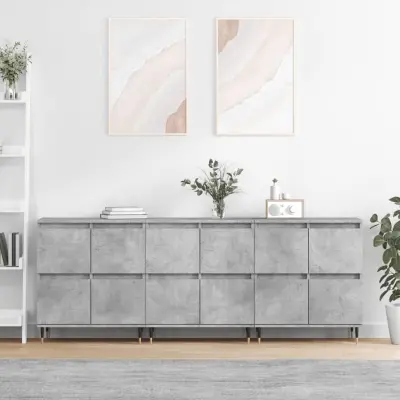 The Living Store Komode 3 kosi betonsko sive inženirski les - Komoda