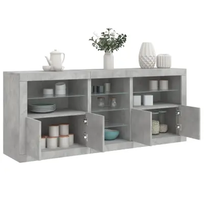 The Living Store Komoda z LED lučkami betonsko siva 181,5x37x67 cm - Komoda