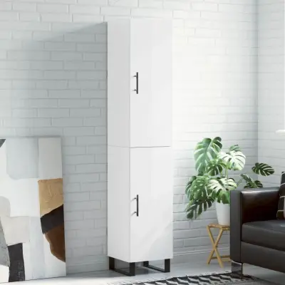The Living Store Visoka omara visok sijaj bela 34,5x34x180 cm inženirski les - Visoka Omarica