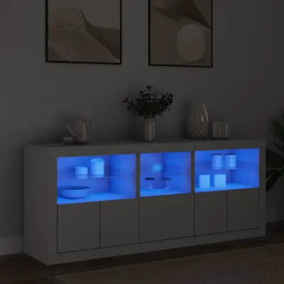 The Living Store Komoda z LED lučkami bela 162x37x67 cm - Komoda