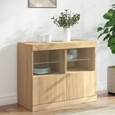 The Living Store Komoda z LED lučkami sonoma hrast 81x37x67 cm - Komoda