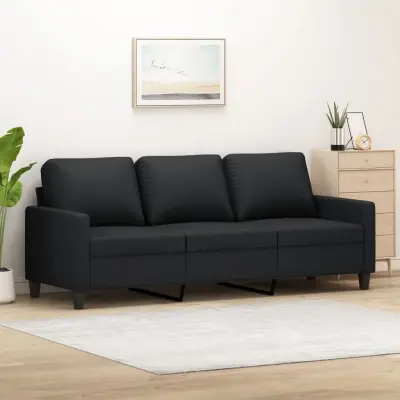 The Living Store Kavč trosed črn 180 cm umetno usnje - Trosed