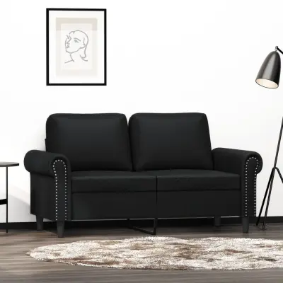 The Living Store Dvosed črn 120 cm umetno usnje - Kavč Dvosed