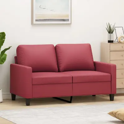 The Living Store Kavč dvosed vinsko rdeč 120 cm umetno usnje - Kavč Dvosed