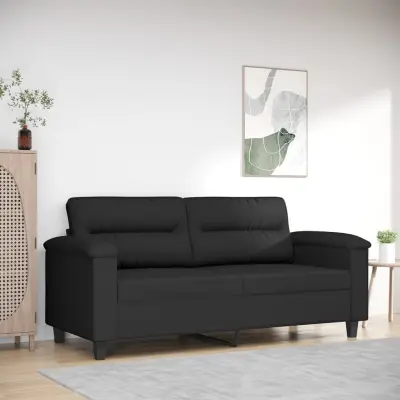 The Living Store Dvosed črn 140 cm tkanina iz mikrovlaken - Dvosed