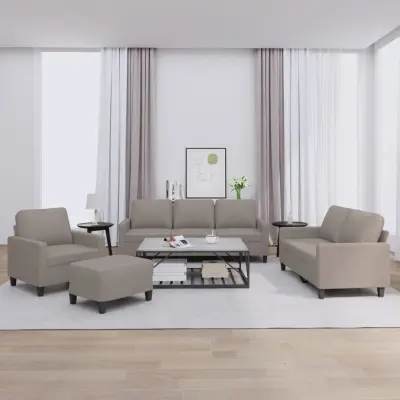 The Living Store Sedežna garnitura 4-delna z blazinami taupe blago - Sedežna Garnitura