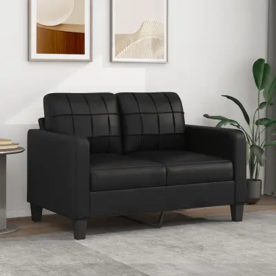 The Living Store Dvosed črn 120 cm umetno usnje - Kavč Dvosed