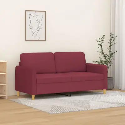 The Living Store Kavč dvosed vinsko rdeč 140 cm blago - Kavč Dvosed