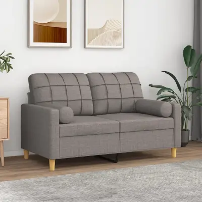 The Living Store Kavč dvosed z blazinami taupe 120 cm blago - Kavč Dvosed